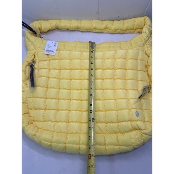 Free People Movement Quilted Carryall Tote Sour Citrus Shoulder Yellow Bag NWT - Picture 6 of 7